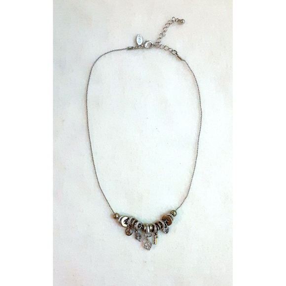 AEO American Eagle charm necklace - 5 charms - lock key heart clover peace sign